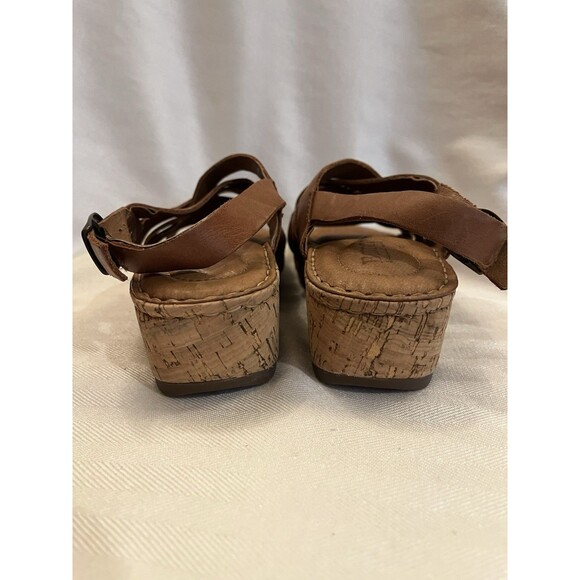 Born Cork Platform Laila Brown Leather Woven Wedge Comfort Sandals Women 7 NEW - Picture 4 of 11